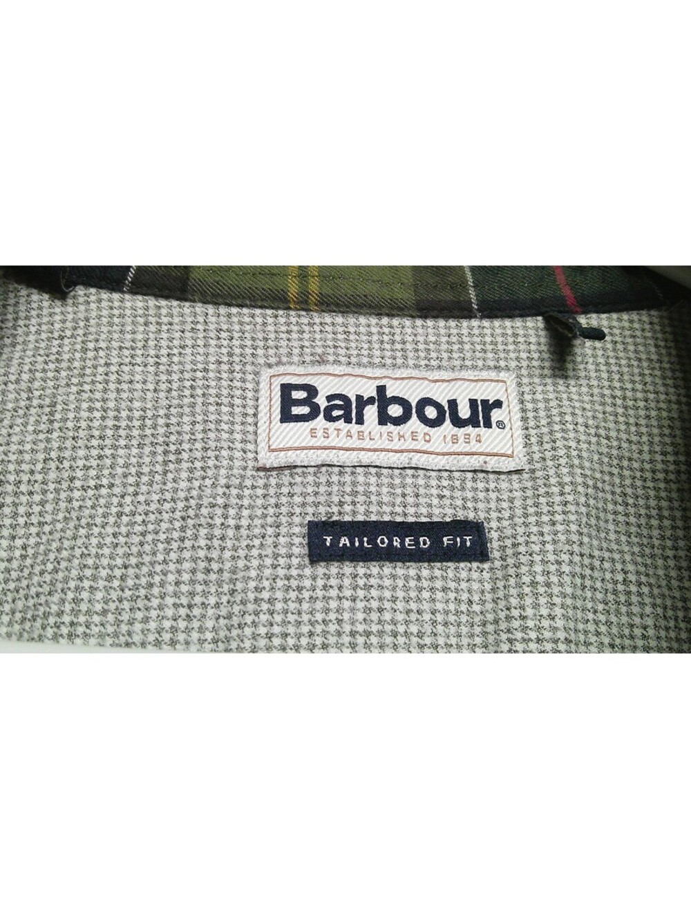 Barbour Tailored Fit Men's Button-Up Shirt Beige Houndstooth